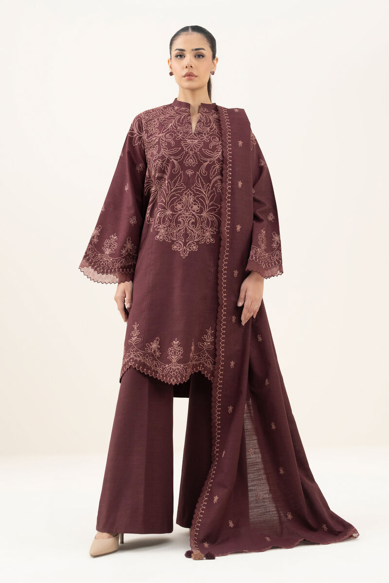 3 Piece - Embroidered Khaddar Suit