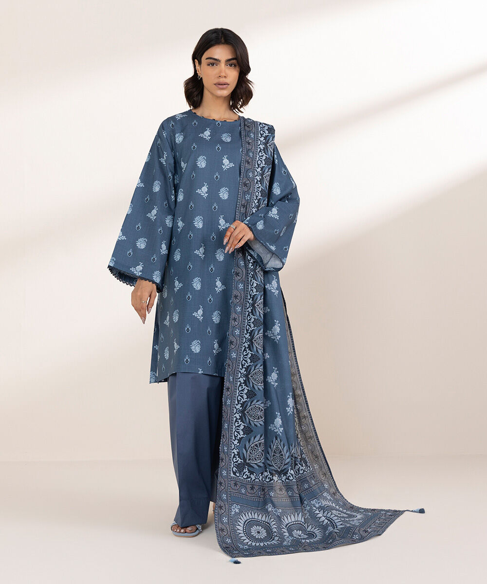 Women's RTW Cross Hatch Blue Printed Boxy Shirt