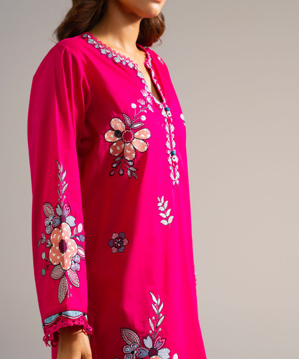 Women's RTW Lawn Embroidered Pink 2 Piece Suit