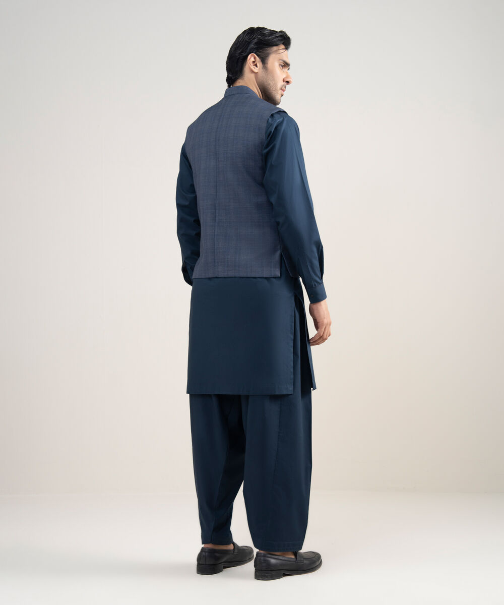 Men's Stitched Premium Suiting Blue Waistcoat