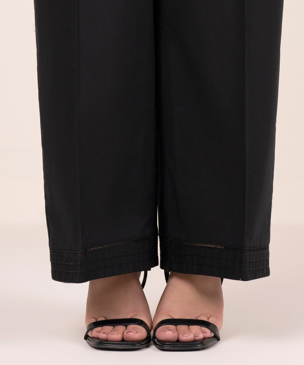 Women's RTW Cambric Solid Black Culottes