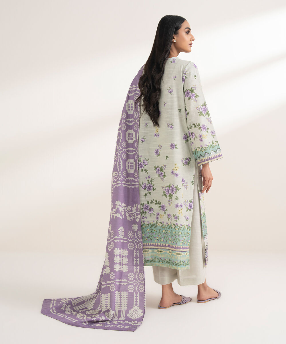 Women's RTW Khaddar Embroidered Mint Green 3 Piece Suit