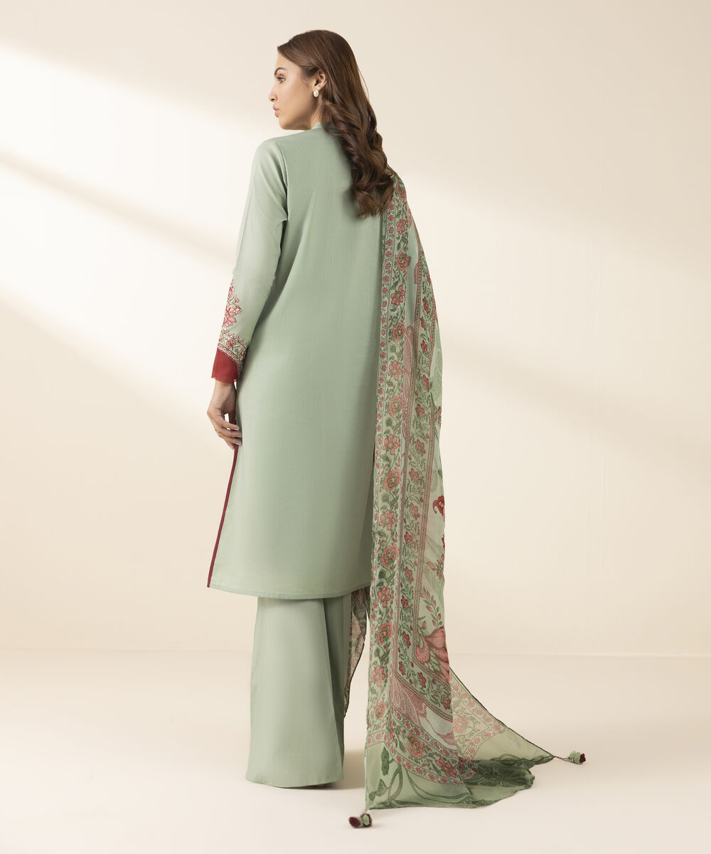 Unstitched Women's Green Cross Hatch Shirt Dupatta