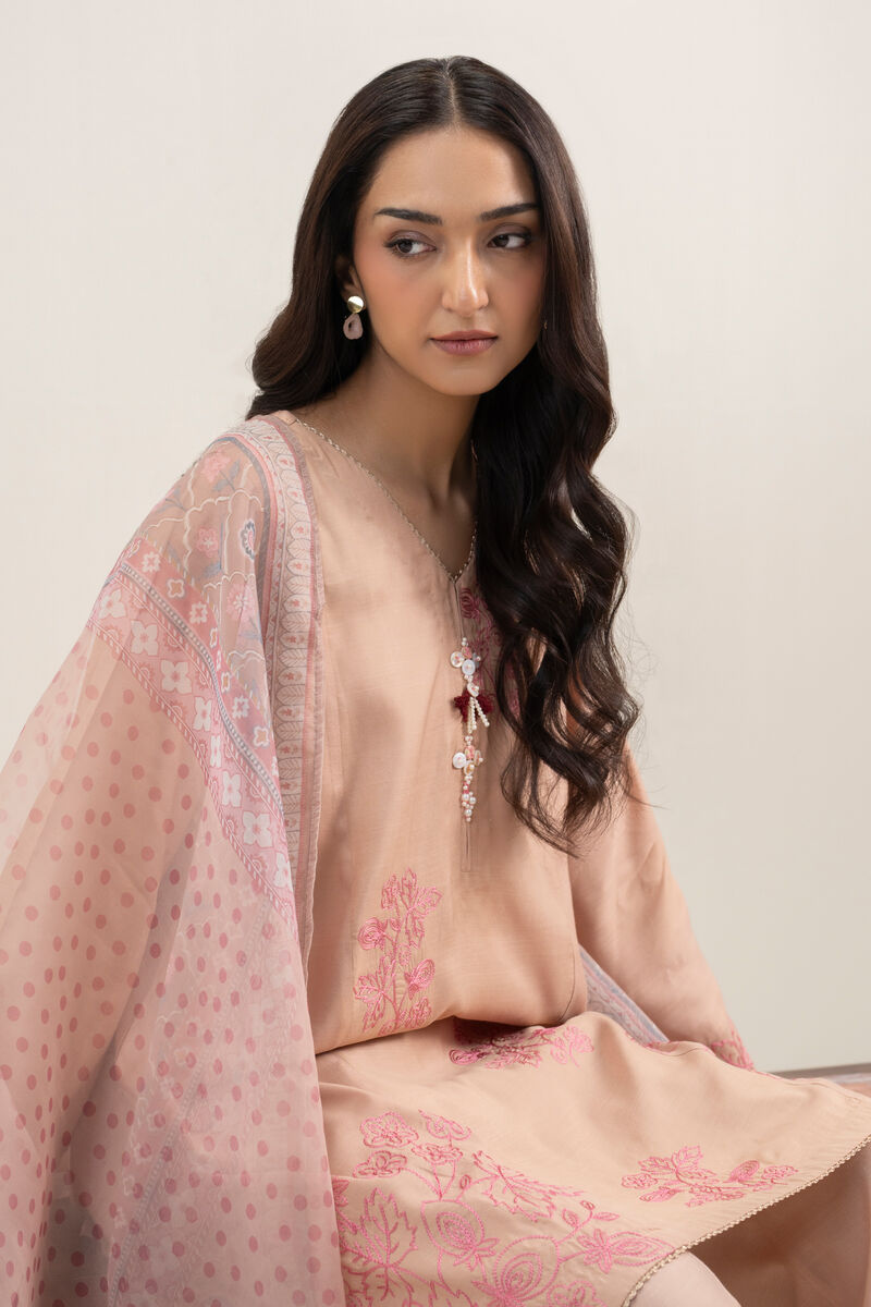 3 Piece - Embroidered Raw Silk Suit