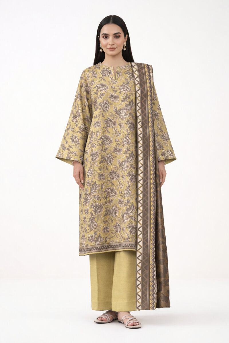 3 Piece - Printed Khaddar Suit