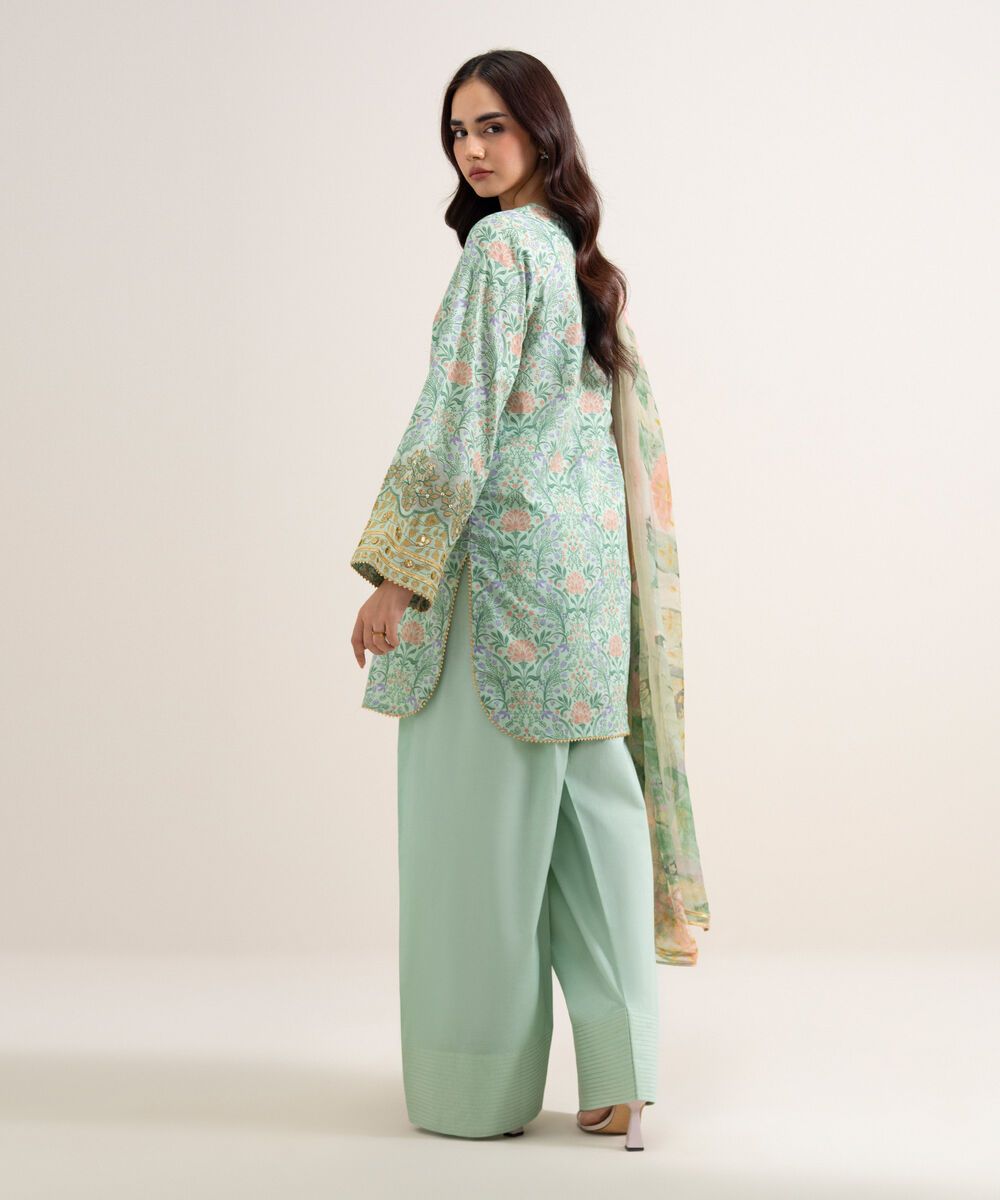 Women's Unstitched Lawn Embroidered Blue