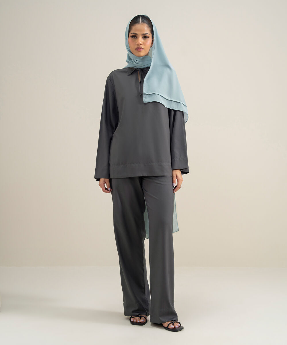 Women's Polyester Grey Modest Wear Top