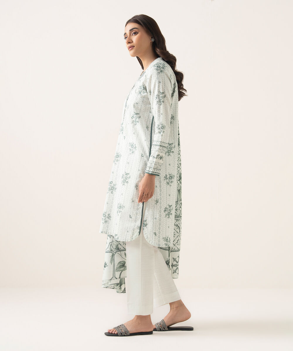 Women's Unstitched Lawn Printed Grey 3 Piece Suit