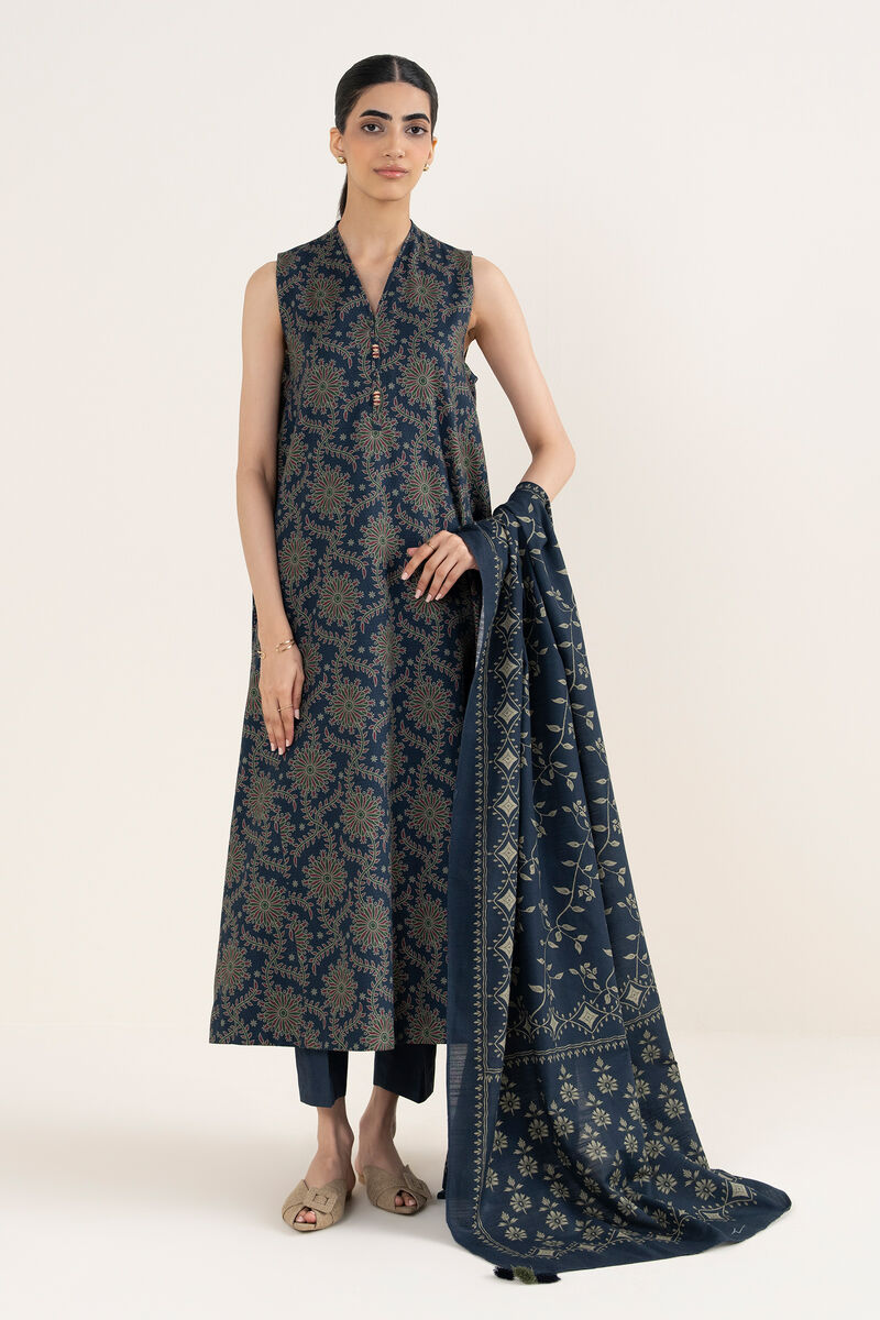 3 Piece - Printed Dobby Suit