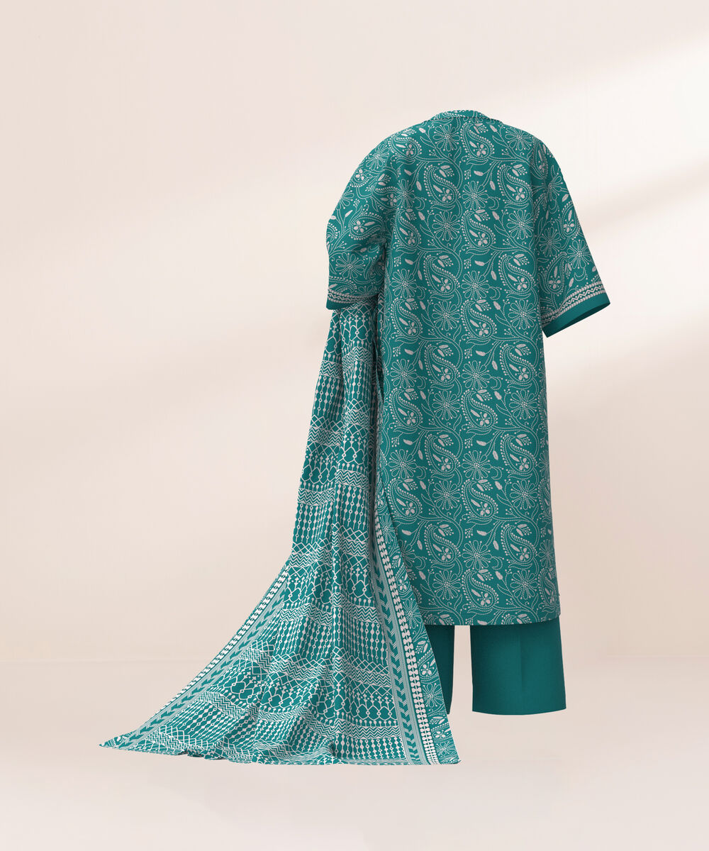 Women's Three Piece Printed Blue and off white Lawn Suit