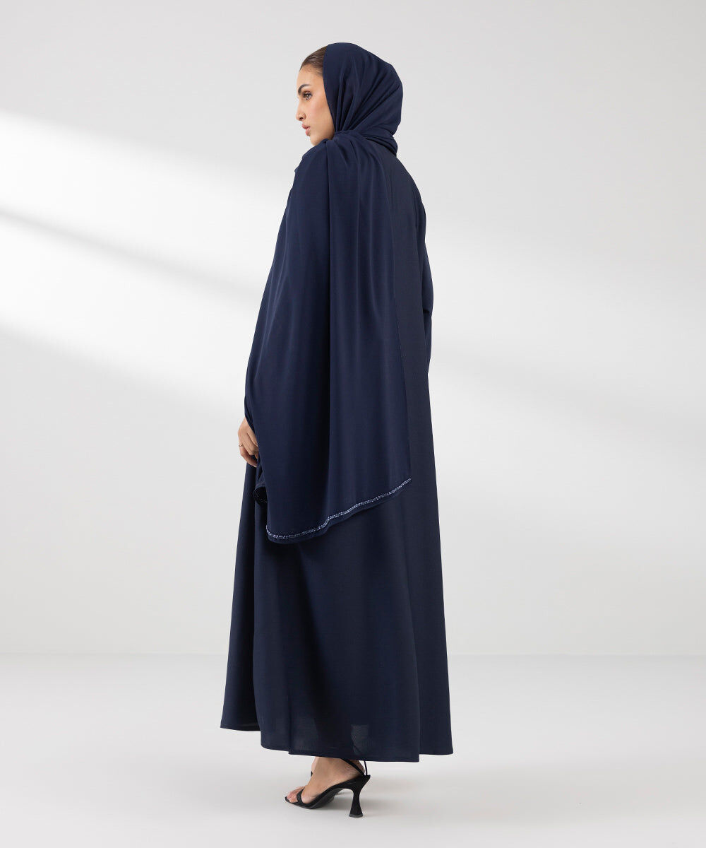 Woman - Blue Hand Embellished Abaya Set