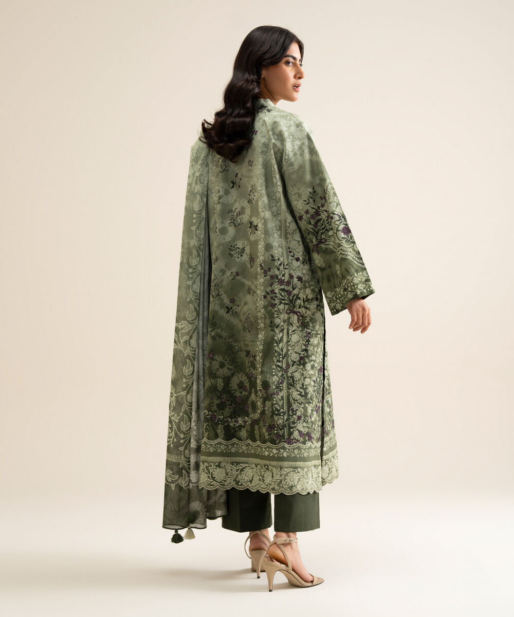 Women's Unstitched Cotton Printed Multi 3 Piece Suit