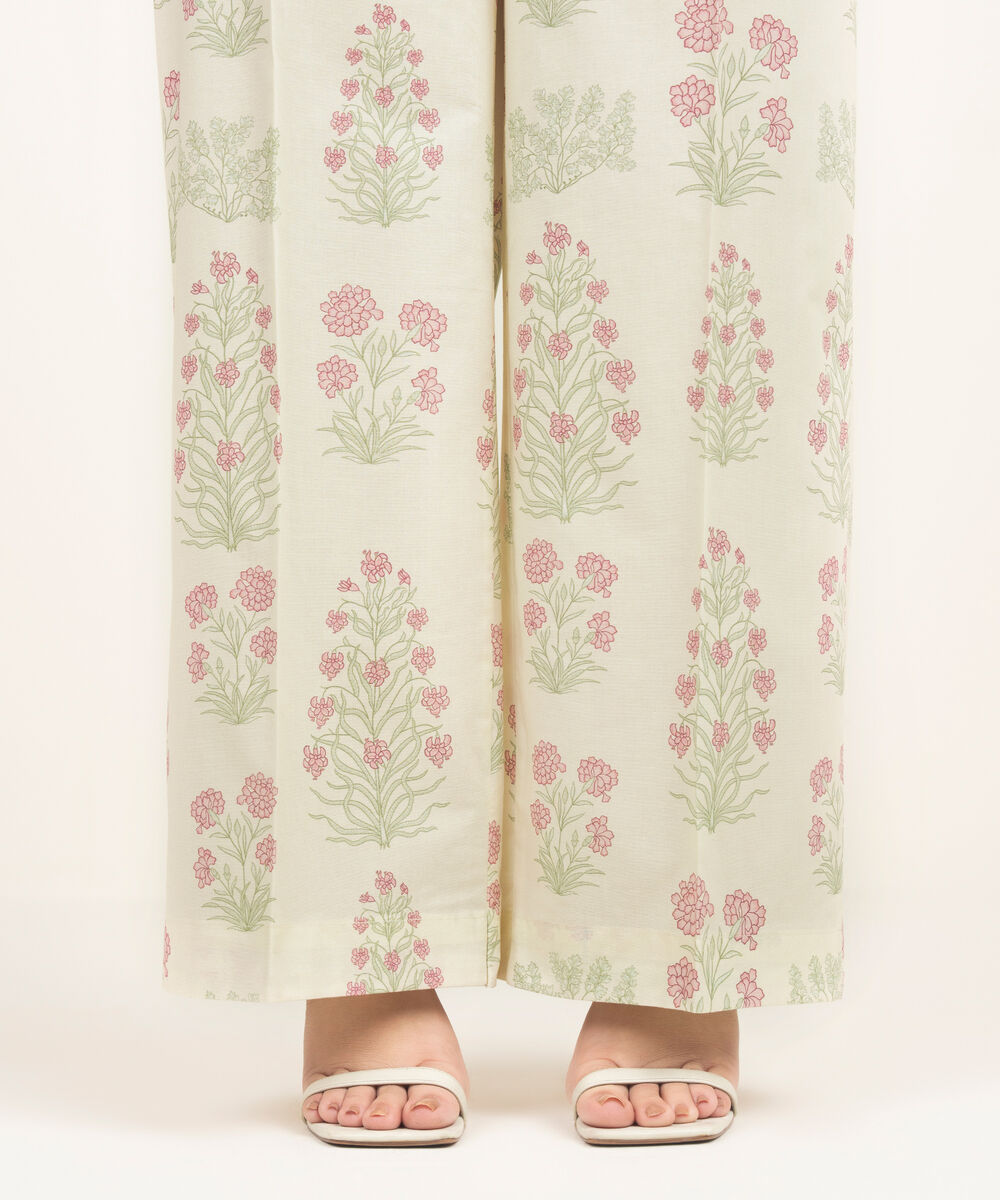 Women's RTW Lawn Printed Off White Culottes