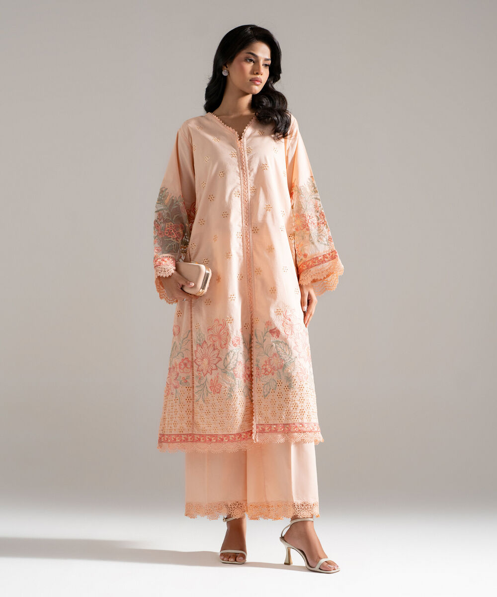Women's RTW Lawn Embroidered Pink 2 Piece Suit