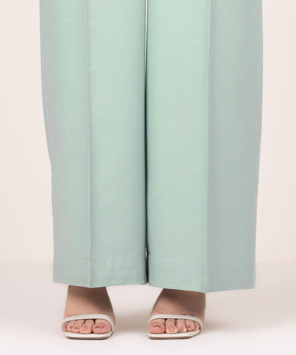 Women's RTW Cotton Viscose Solid Blue Culottes