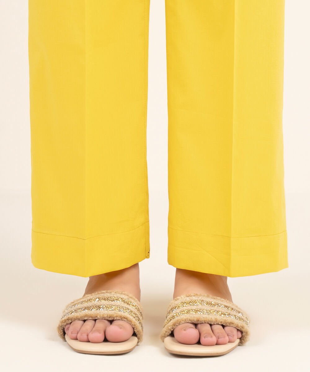 Women's RTW Cambric Solid Yellow Culottes