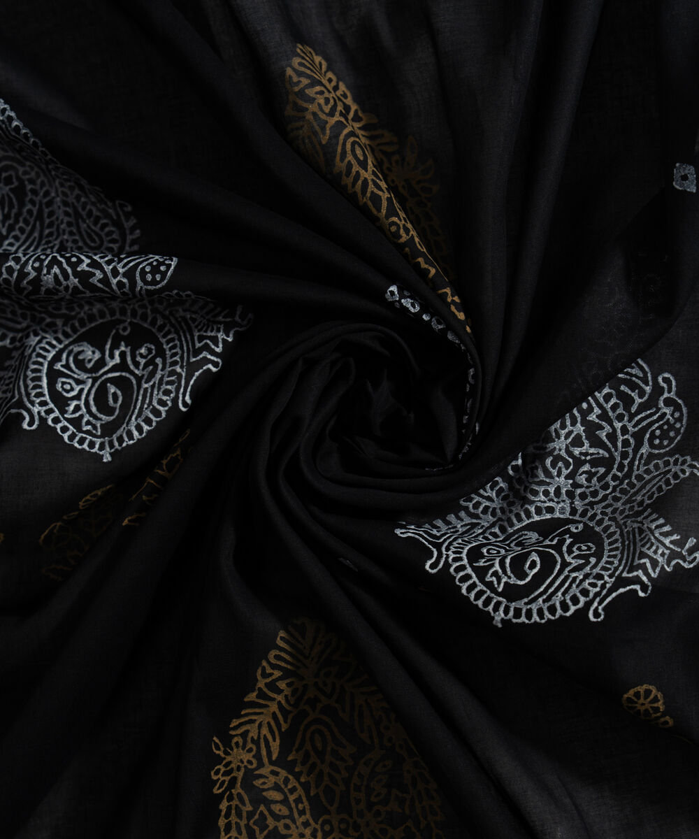 Women's RTW Fine Voil Printed Black Dupatta