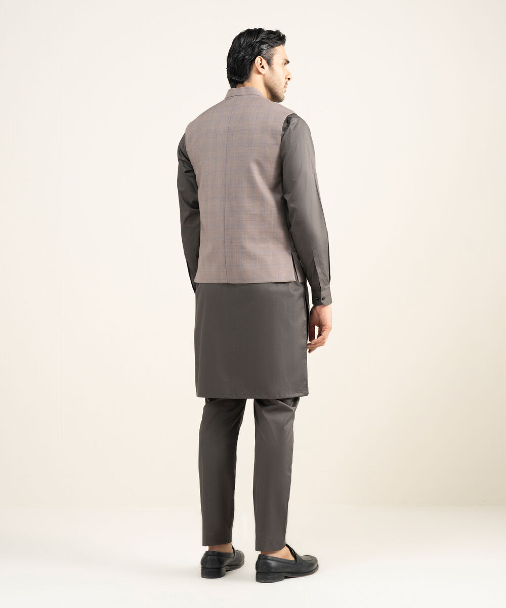 Men's Stitched Premium Suiting Beige Waistcoat