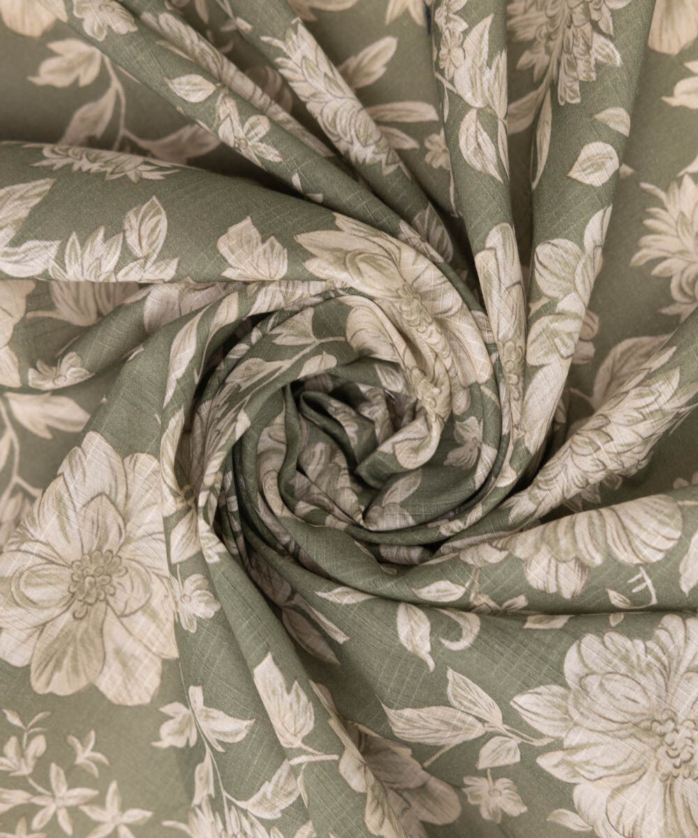 Textured Voile Green Printed Dupatta