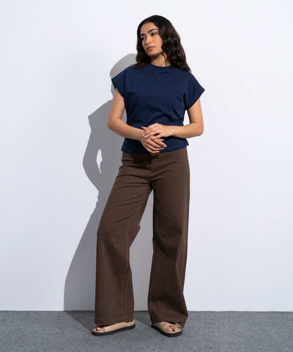 Women's Brown Straight Fit Chino Trousers