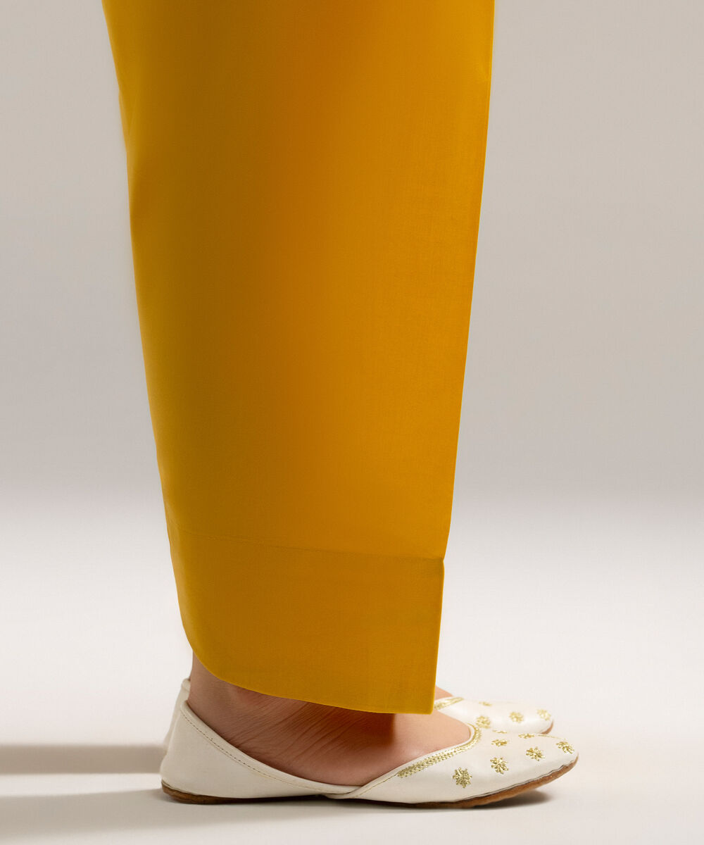 Women's RTW Cambric Solid Yellow Skinny Shalwar