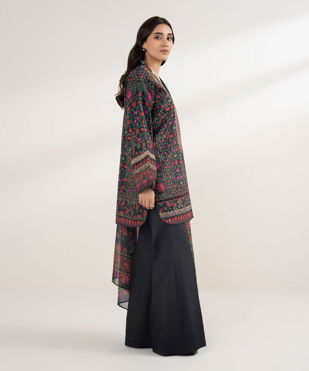 Women's Unstitched Blended Grip Silk Printed Multi 3 Piece Suit