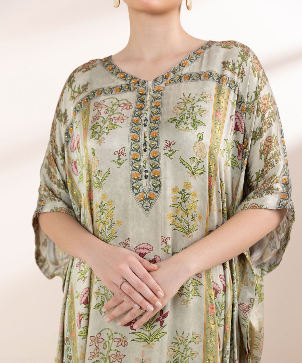 Women's Pret Chamoze Green Printed Three Piece Suit