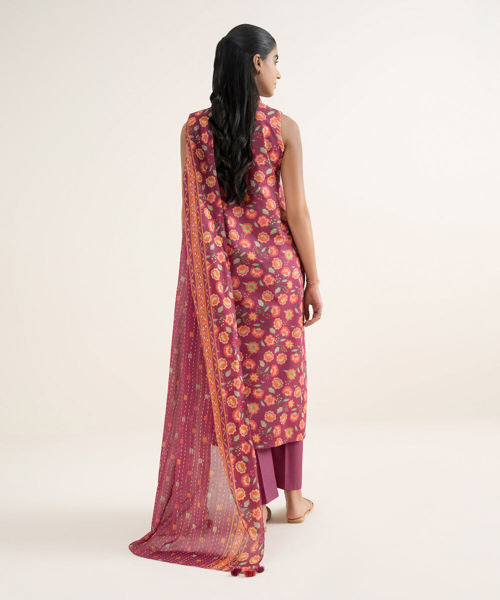 Women's Unstitched Lawn Printed Multi 3 Piece Suit