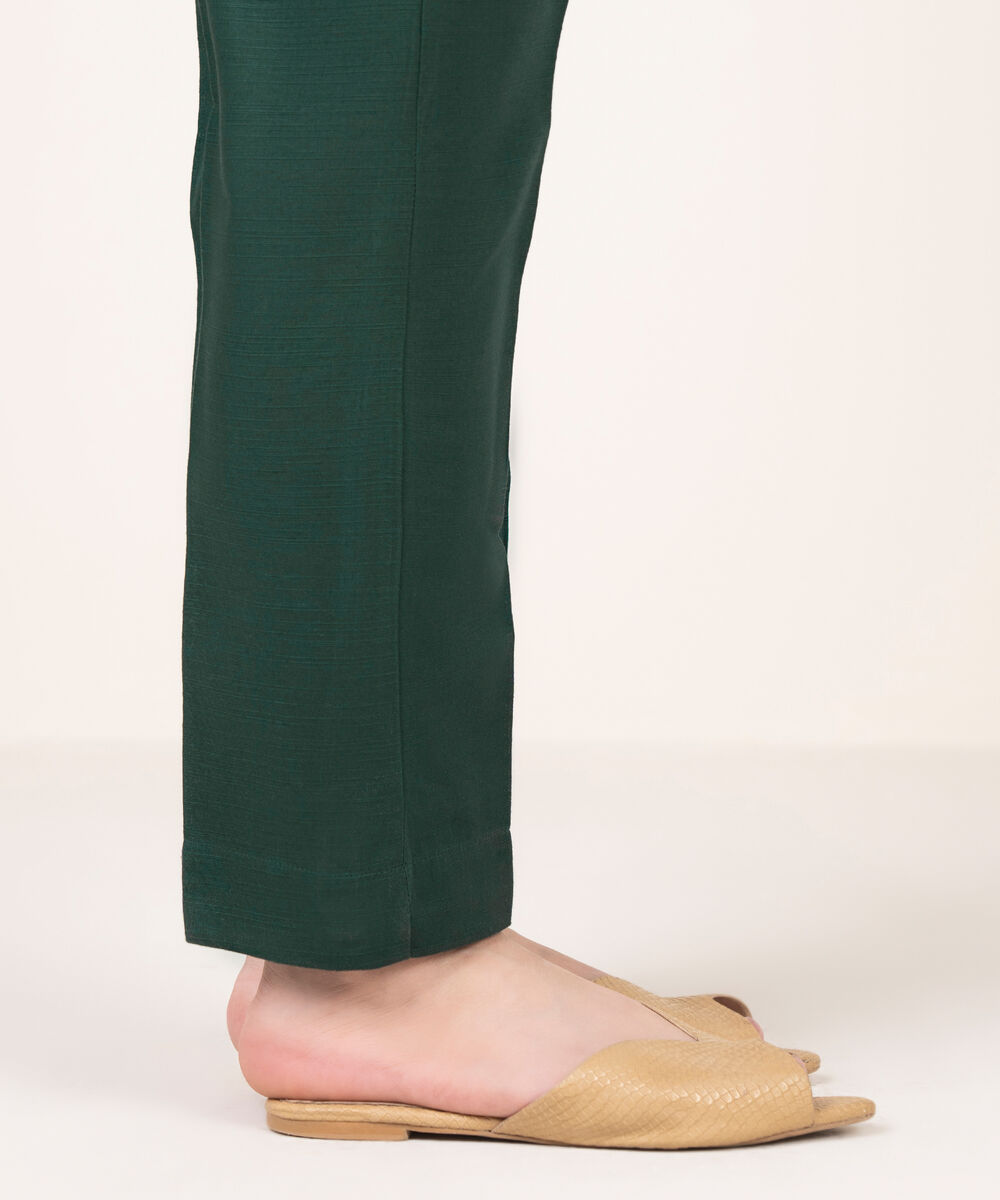 Women's RTW Light Khaddar Solid Green  Straight Pants