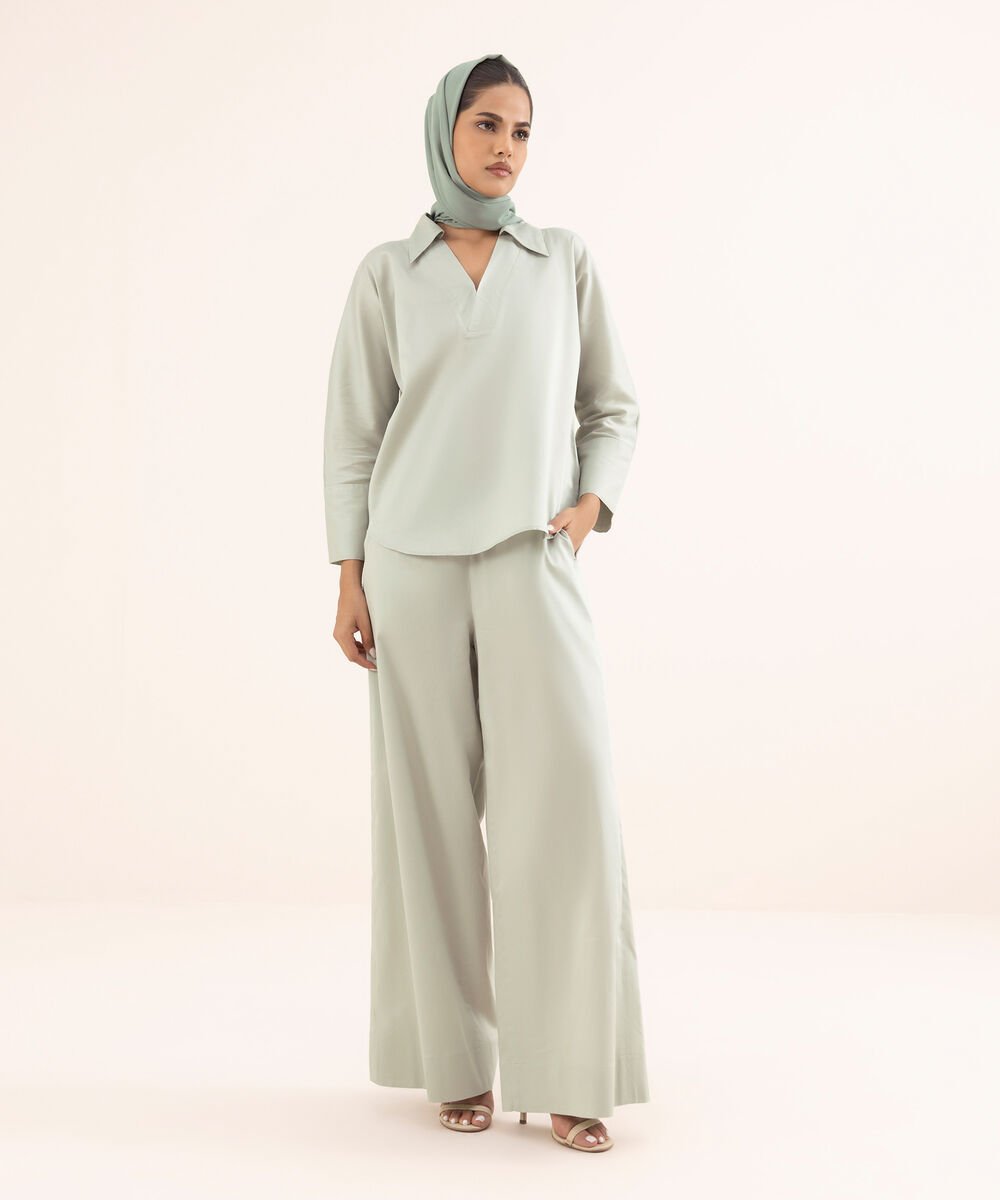 Women's Grey Cotton Modest Trousers