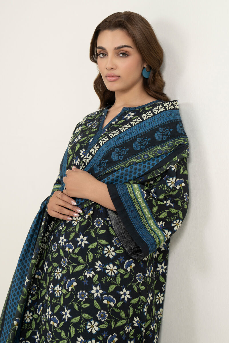 3 Piece - Printed Arabic Khaddar Suit