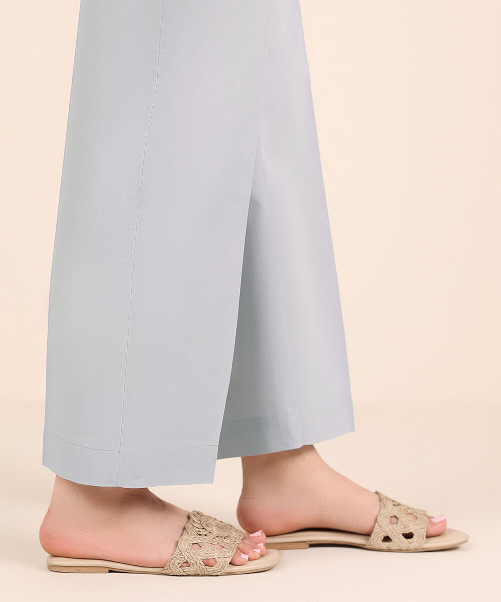 Women's RTW Cambric Purple Solid Straight Pants