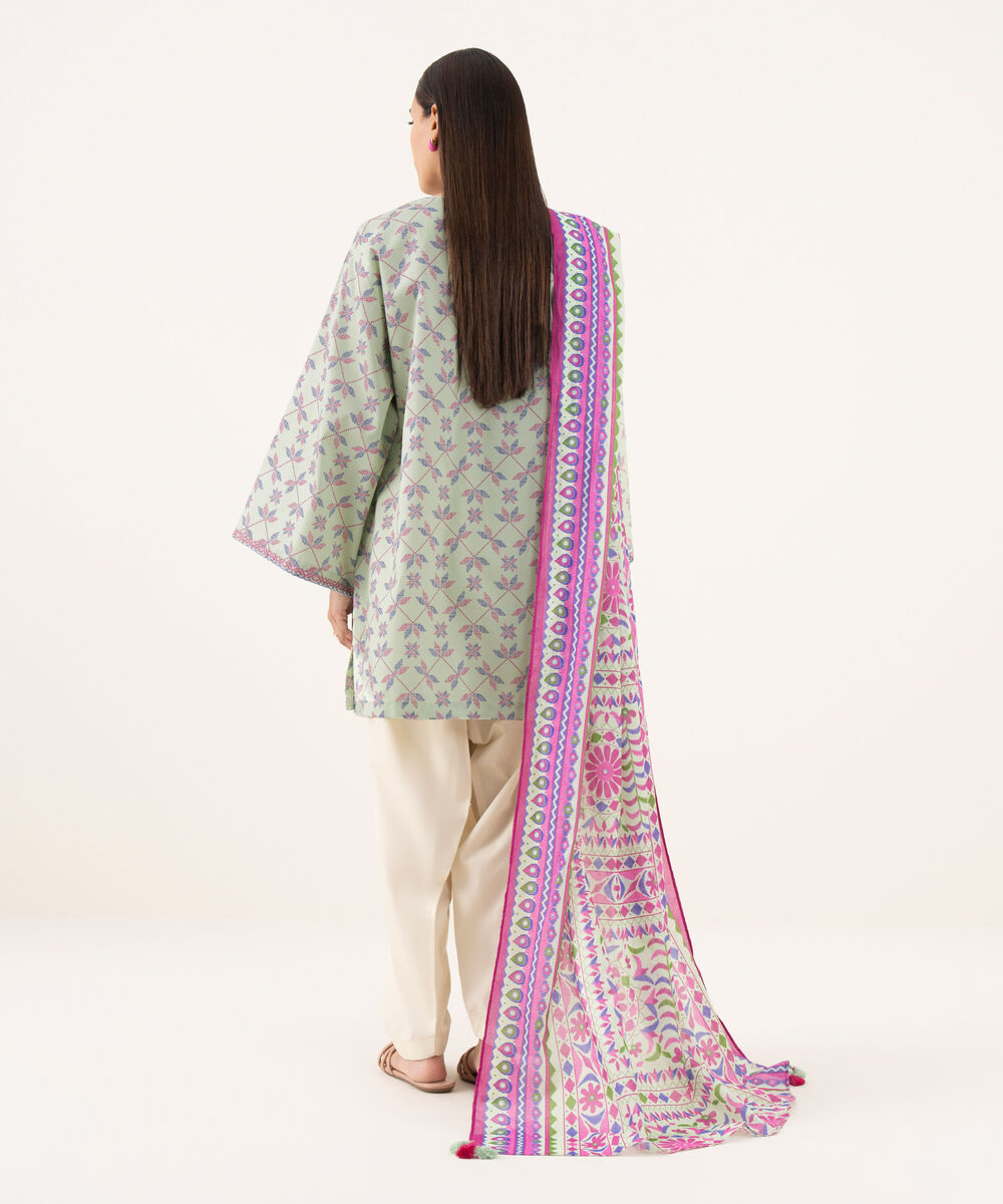 Women's Unstitched Cotton Printed Multi 2 Piece Suit