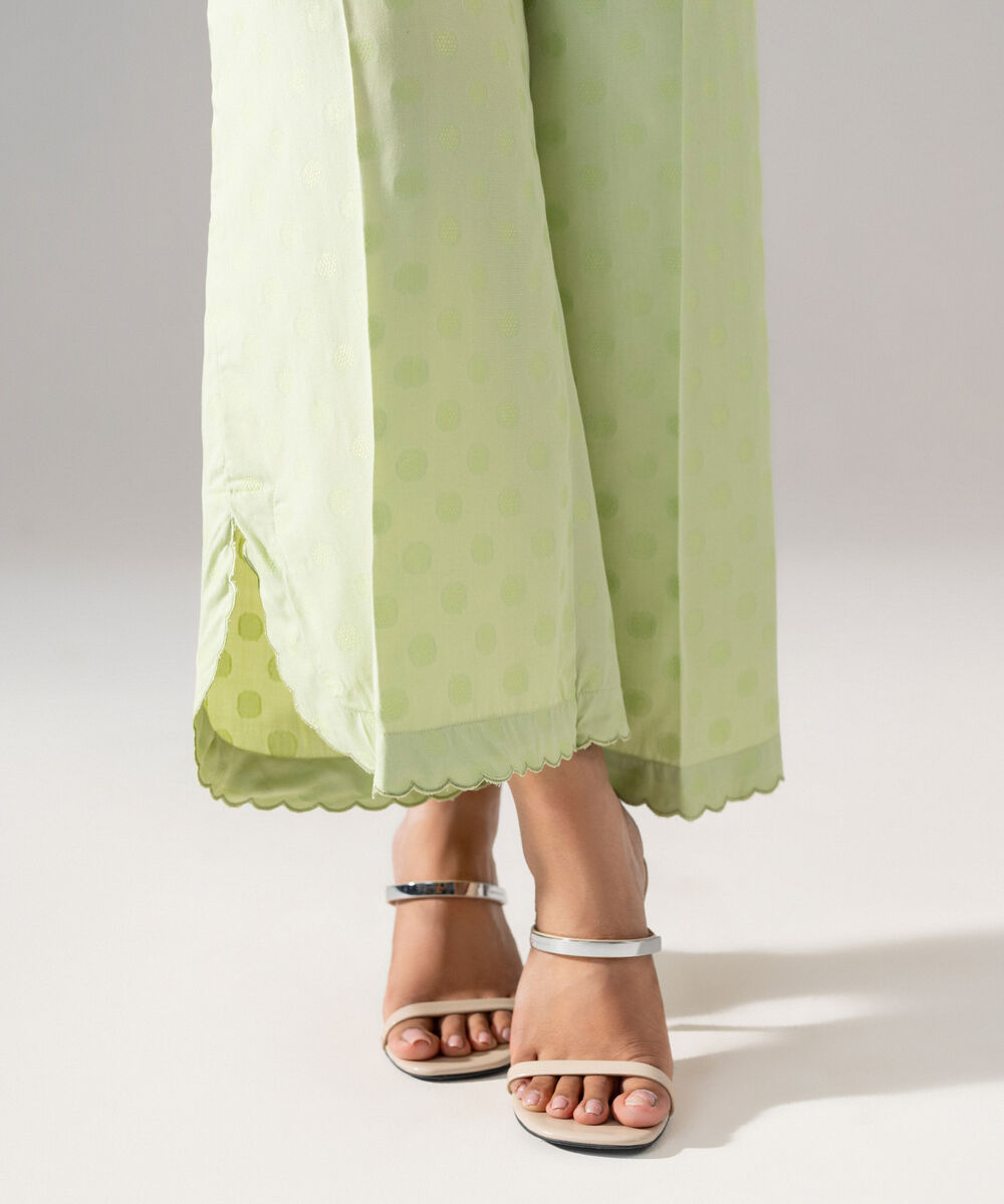 Women's RTW PV Jacquard Solid Mint Green Flared Pants