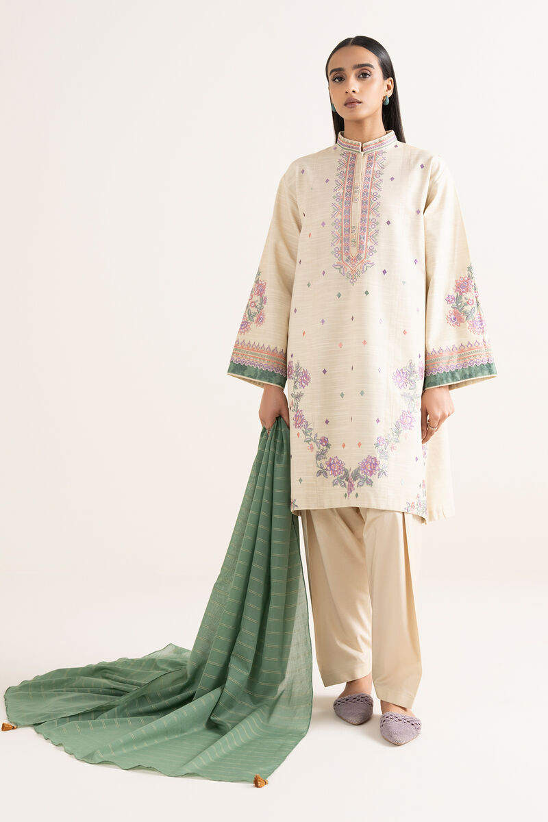 3 Piece - Embroidered Cotton  Suit