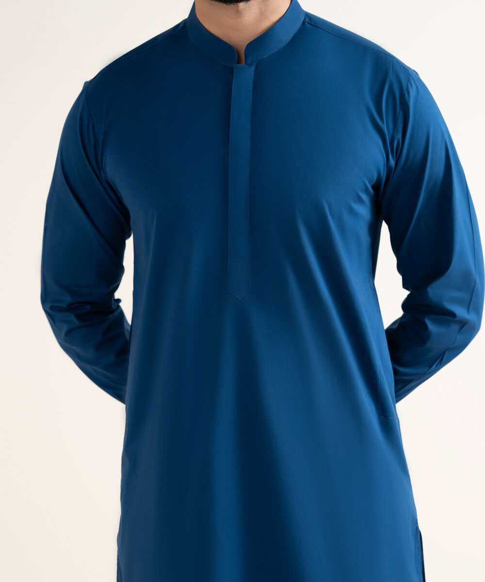 Men's Latha Plain Blue Kurta Trouser