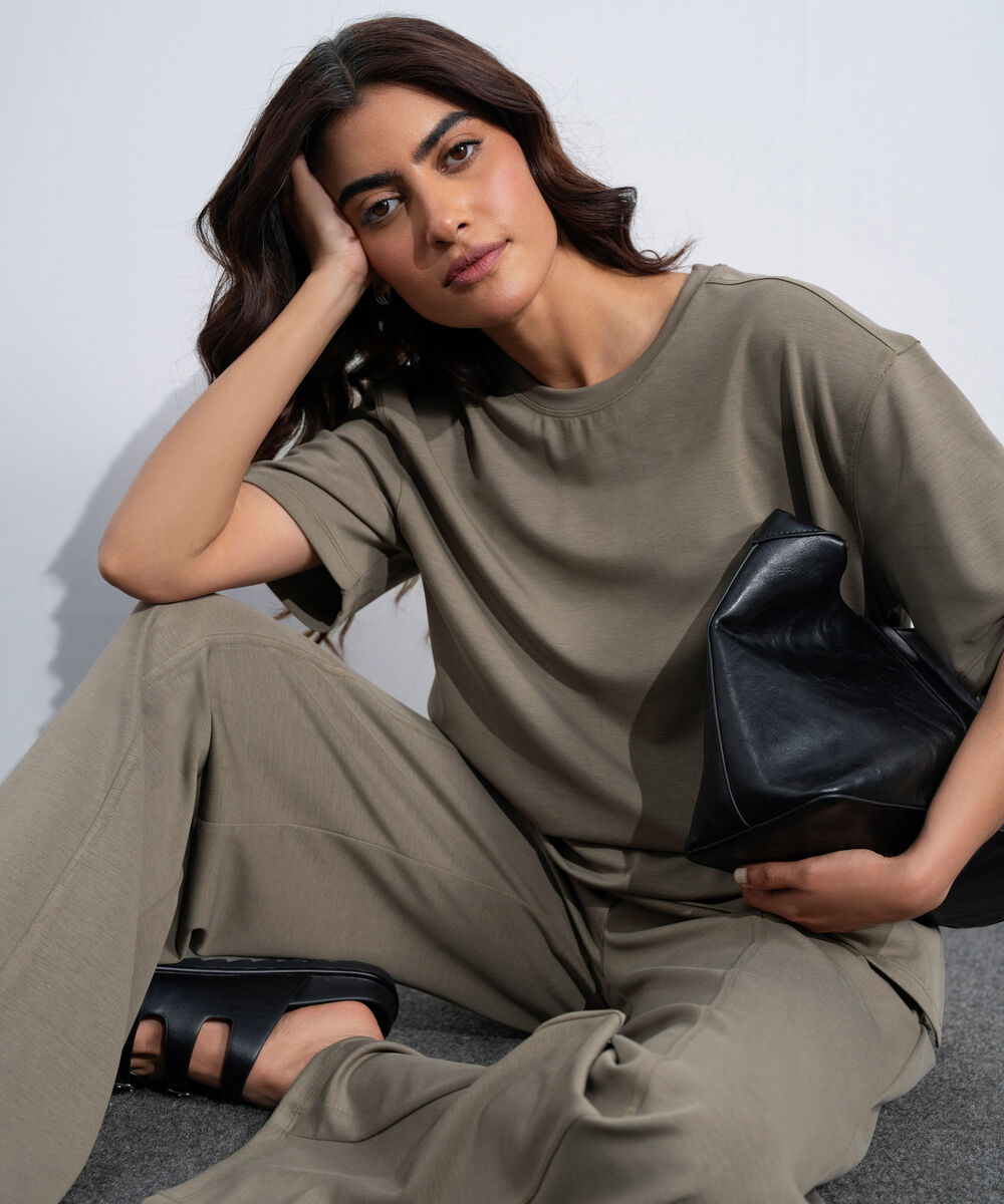 Women's Western Brown Soft Lux Loose Fit T-Shirt