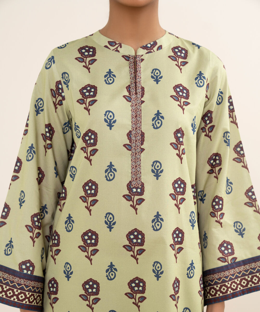 Women's Unstitched Cotton Printed Off White 3 Piece Suit