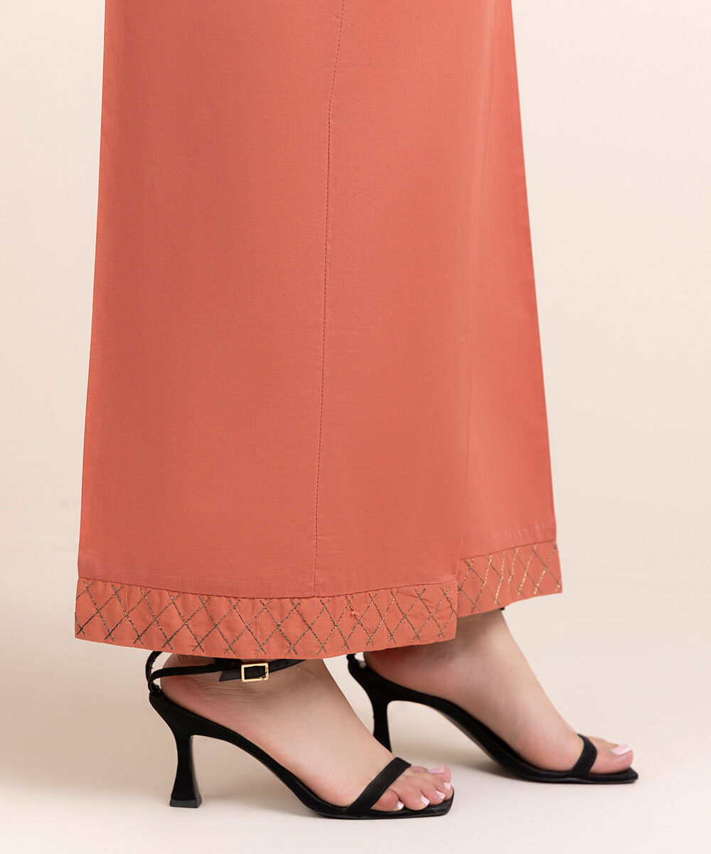Woman - Orange Solid Cambric Culottes