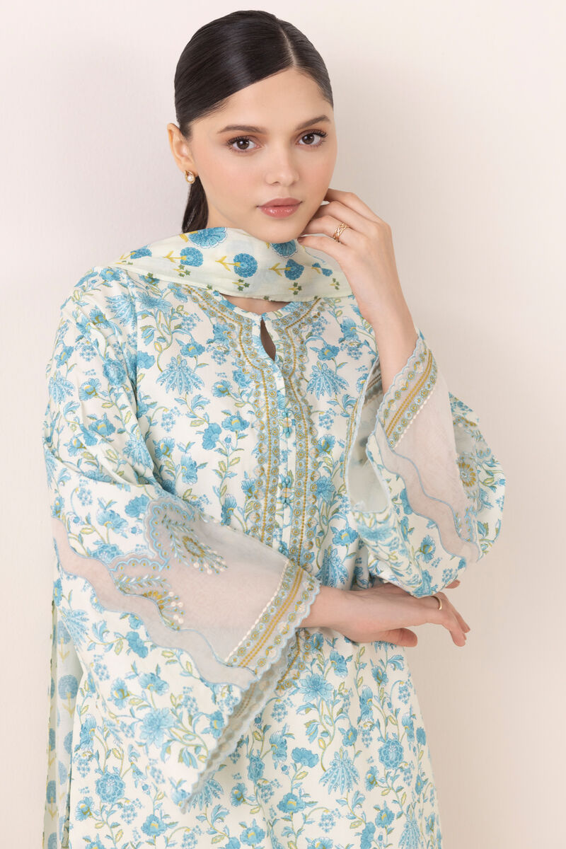 3 Piece - Embroidered Cotton Suit