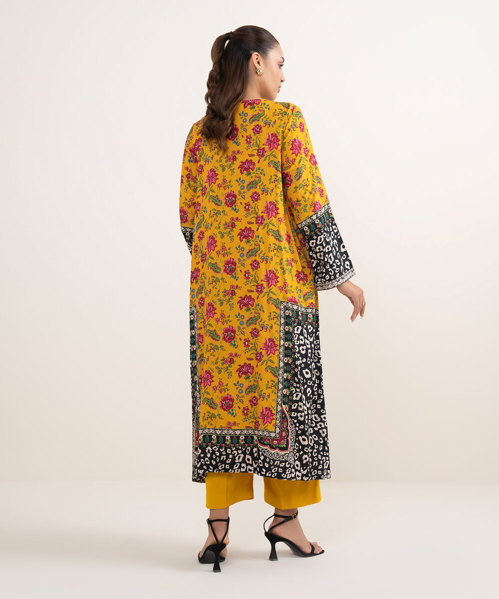 Women's RTW Arabic Lawn Yellow Printed Aline Shirt