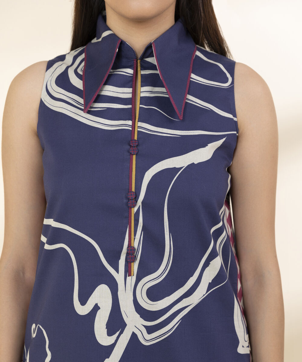 Unstitched Women's Blue Lawn Shirt