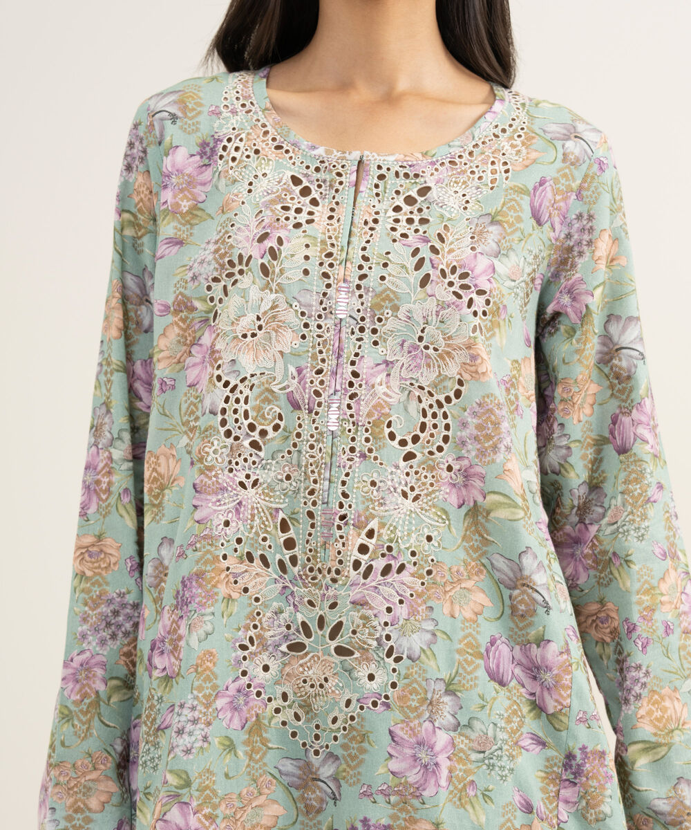 Women's Unstitched Extra Weft Jacquard Embroidered Multi 3 Piece Suit