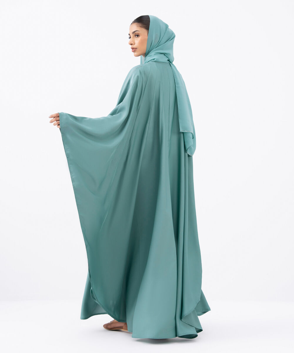 Women's Blue Polyester Abaya Set