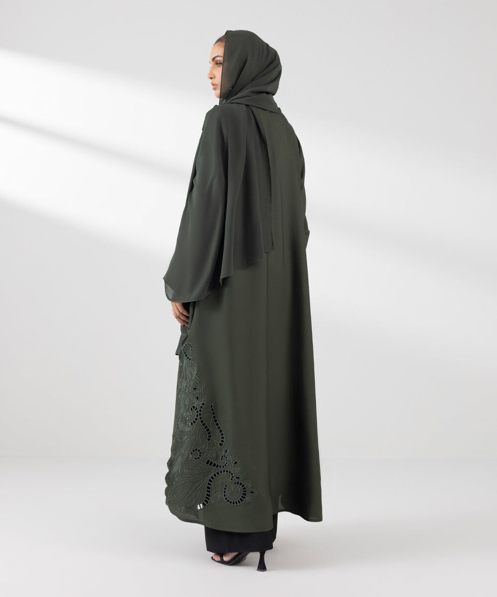 Woman - Green Embroidered Abaya Set