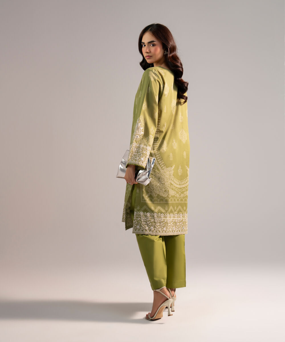 Women's RTW Lawn Embroidered Green 2 Piece Suit
