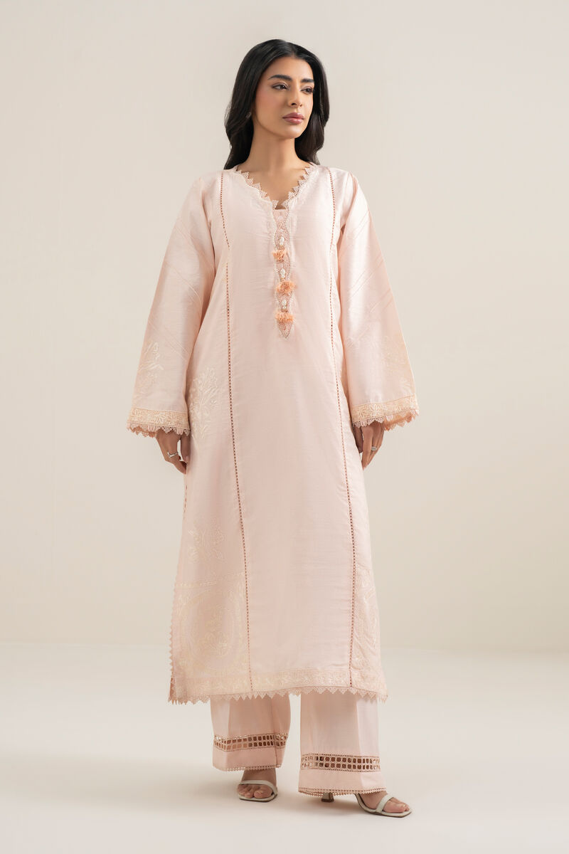 2 Piece - Embroidered Cotton Net Suit