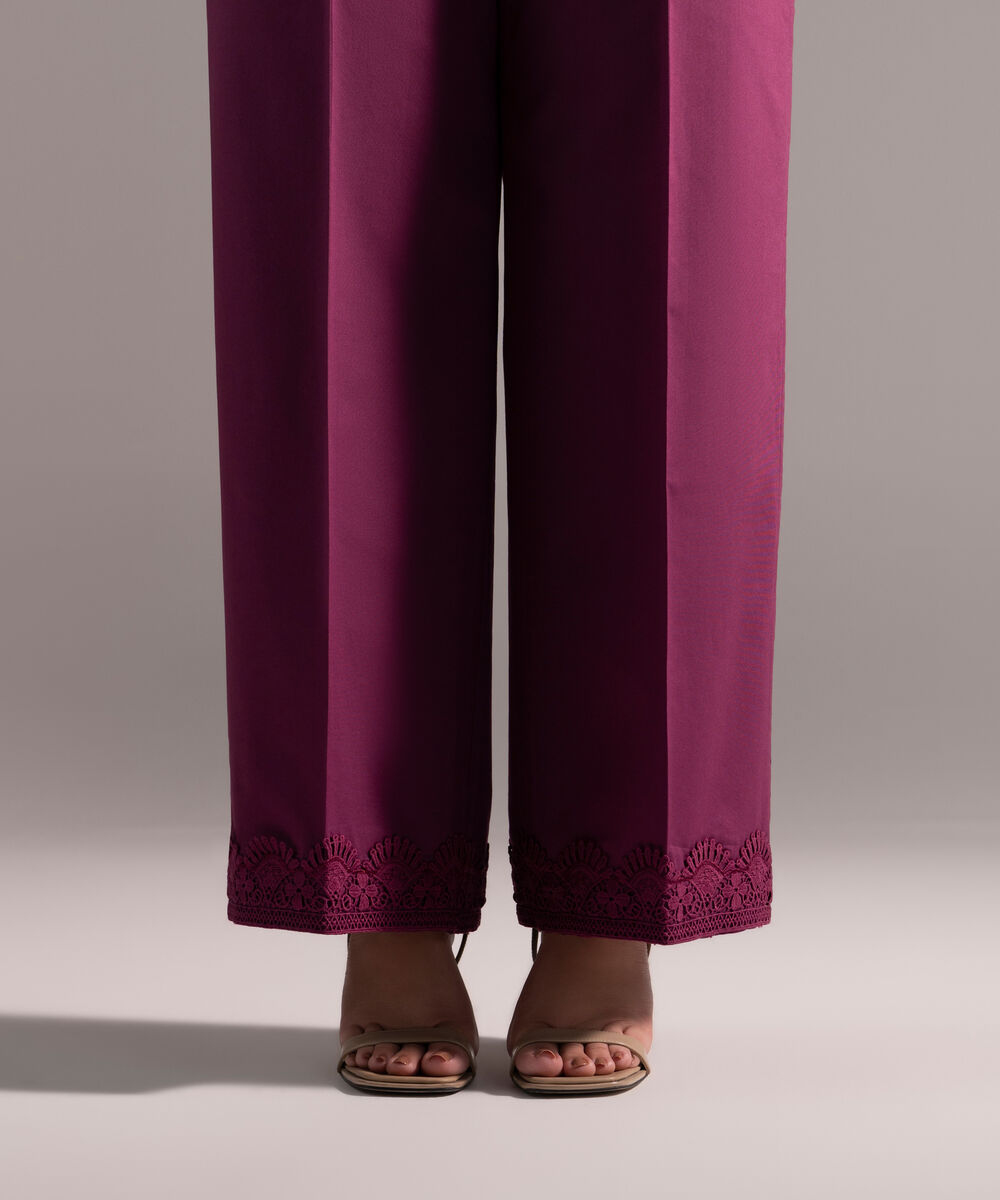 Women's RTW Cambric Solid Purple Culottes