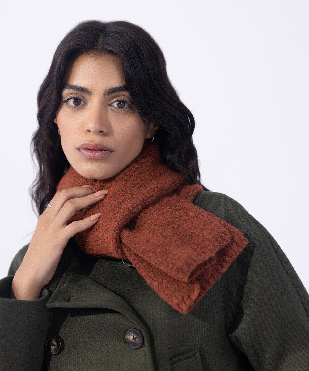 Woman - Brown Knitted Scarf