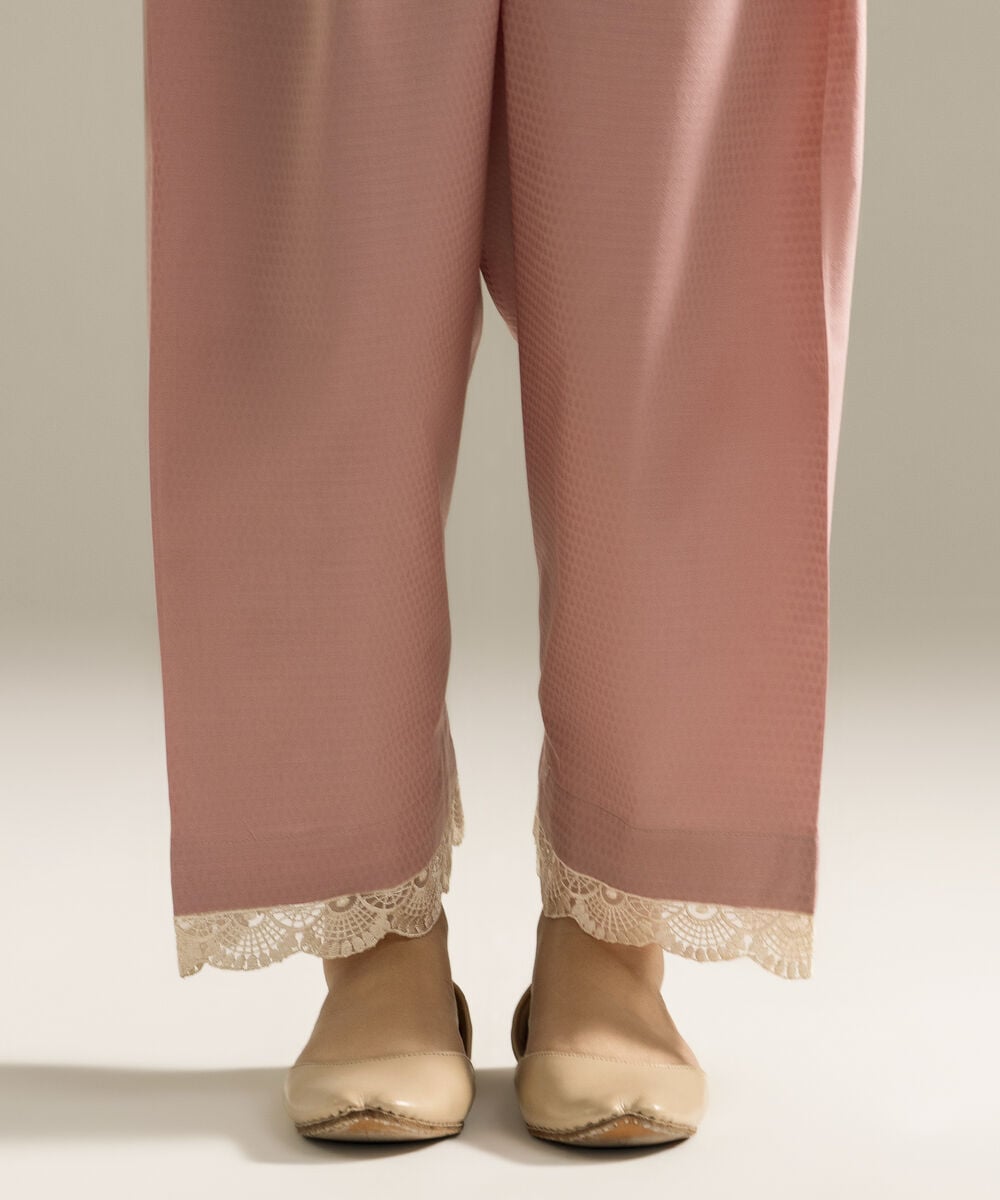 Embroidered Dobby Straight Pants — Sapphire view 4